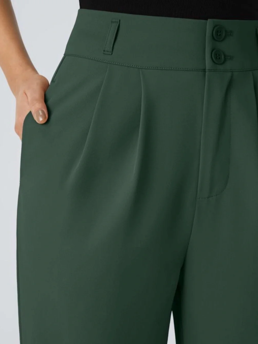 HALARA Forest Green High-Rise Straight Leg Suit Pants - Picture 5 of 9